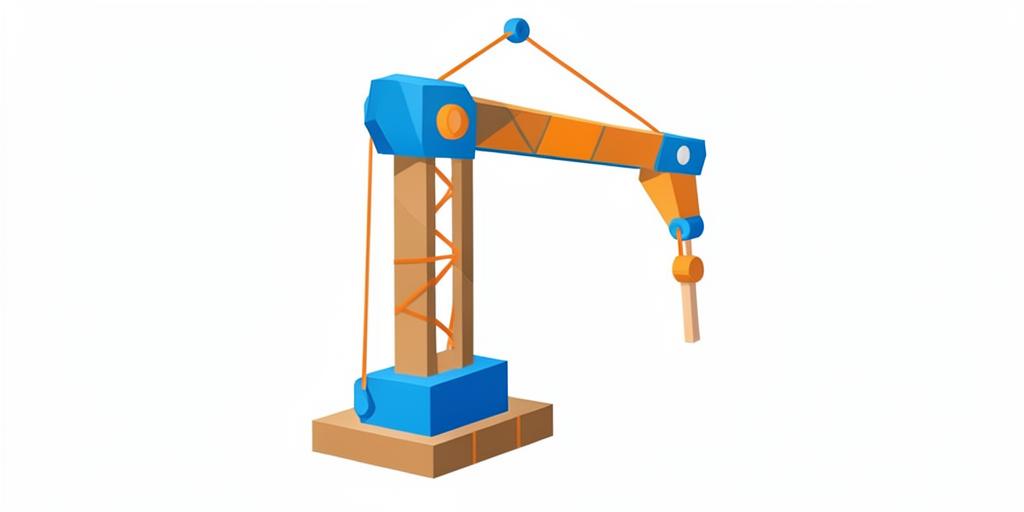 Selbstgebauter Kran aus Karton und Holzstäbchen